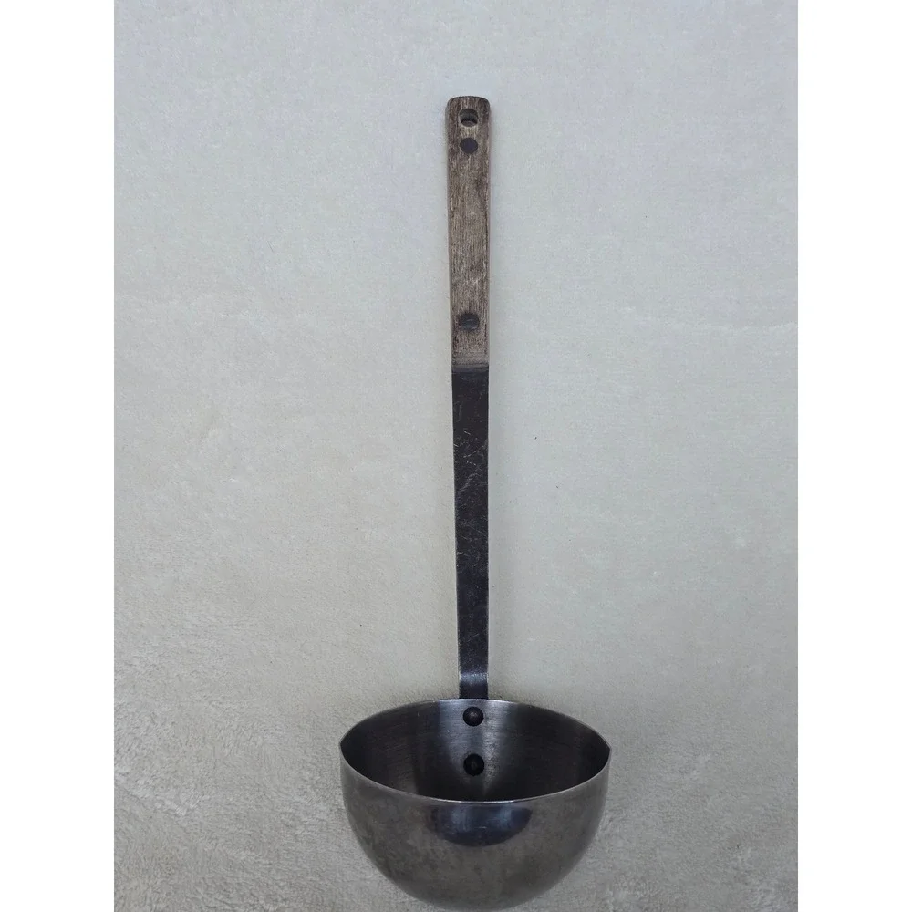 Vintage Stainless Steel Soup Ladle with Wood Handle Triple Rivet Made in Taiwan